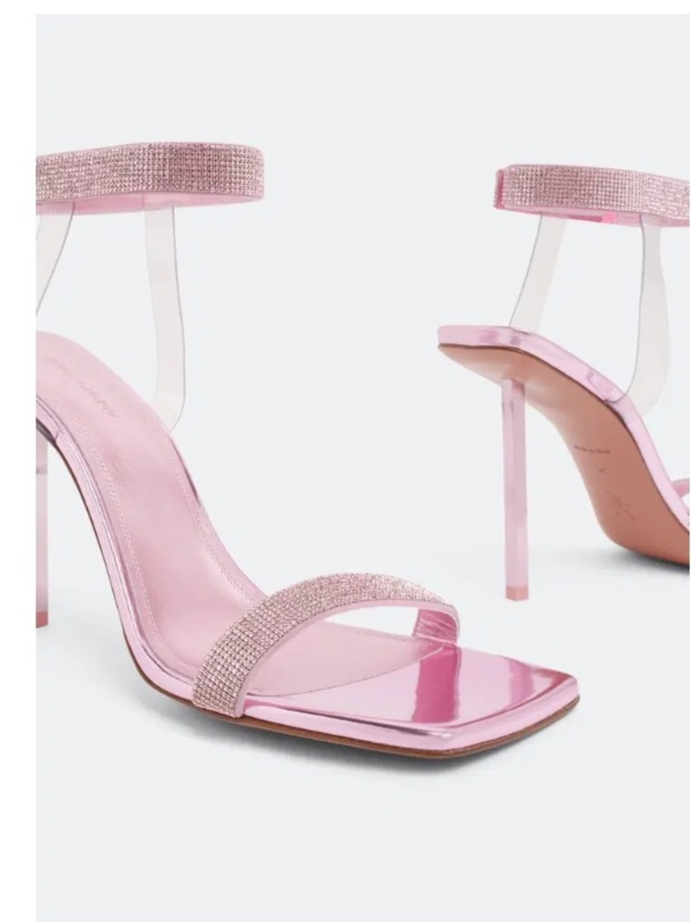 AMINA MUADDI Pink Rhinestone Ankle-Strap High Heel Sandals - Picture 13 of 16